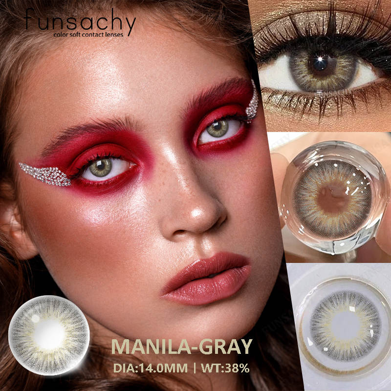 FUNSACHY 1 Pair New Color Contact Lenses for Eyes Beautiful Pupil Fashion Gray Brown Soft Lenses Yearly Cosmetics Korean Lens