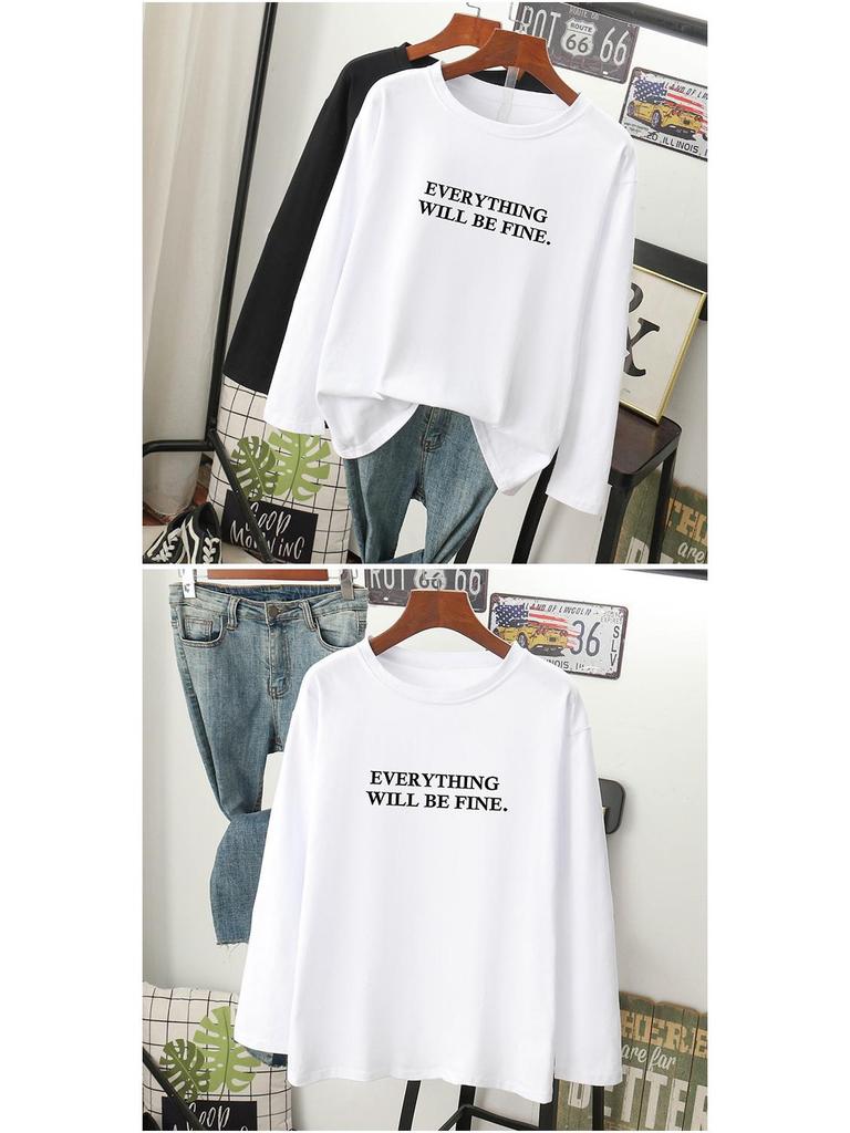 Женская свободная футболка с длинными рукавами из чистого хлопка — новинка сезона весна/осень 2024 г., утягивающий дизайн, закрывающий живот