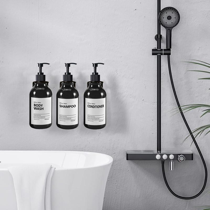 500 мл глянцевый черный дозатор мыла для настенного крепления бутылки мыла для душа с этикетками дозаторы для геля для душа для ванной комнаты кухонной раковины