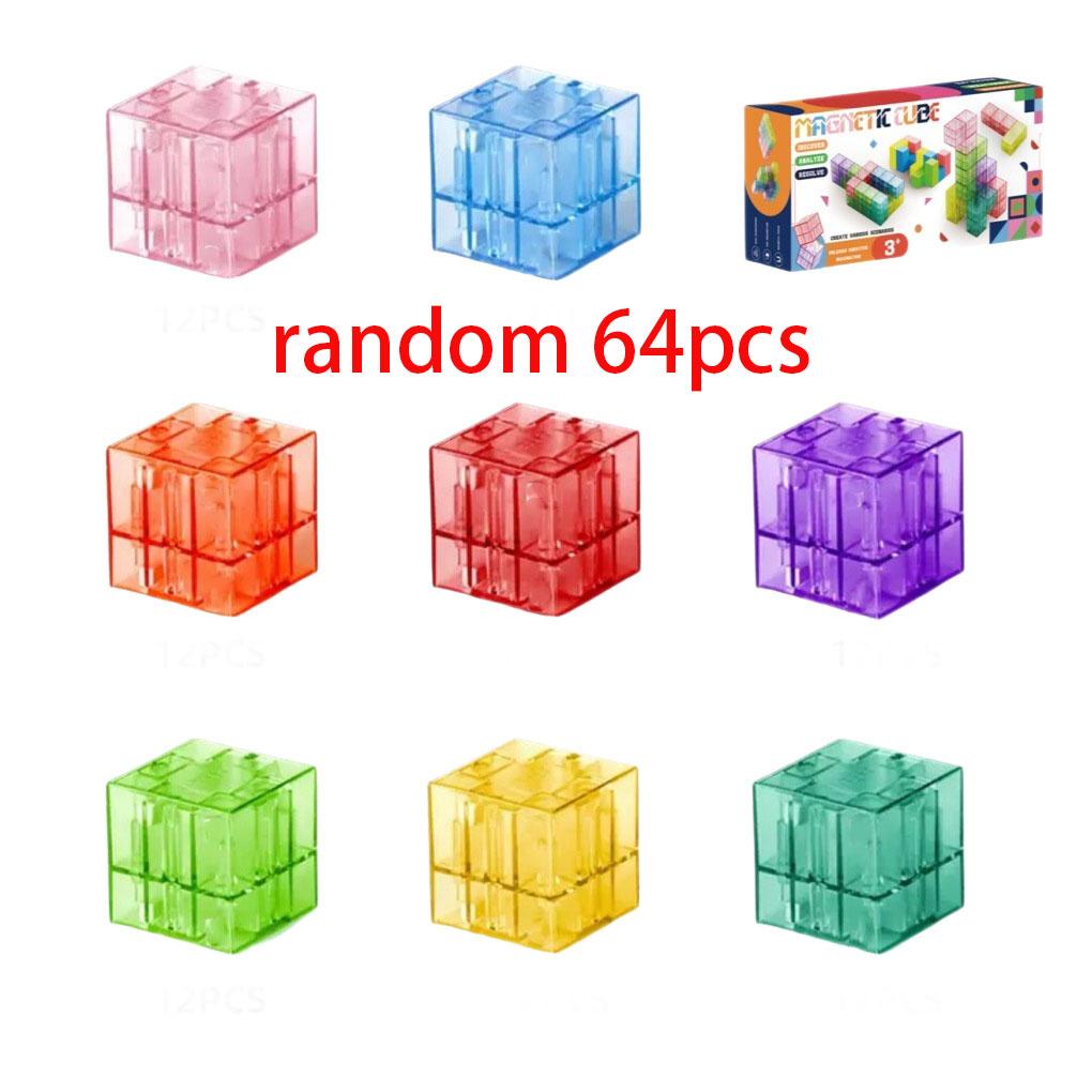 Transparent Magnetic Blocks-Build Puzzle Toy, Blocks Build Magnetic Set Kids Sensory Construction For Toddlers Christmas Gift