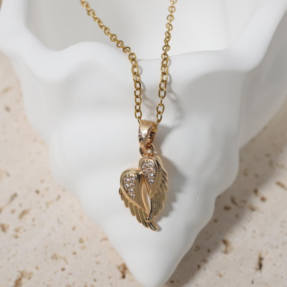 Простые подвески в виде ракушек/крыльев для женщин, ожерелье с цирконами, свадебные украшения, аксессуары