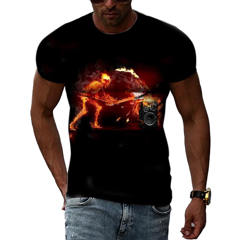 Летние футболки с принтом хип-хопа и музыканта, мужские повседневные футболки с принтом 3D и коротким рукавом, с круглым вырезом и принтом в виде гитары