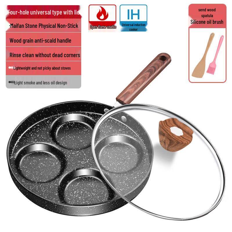 Сковорода Минай с антипригарным покрытием и несколькими отверстиями для яиц и бургеров