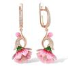 Fairy Smart Flower Earrings Female, Oil Dripping Flowers Inlaid Zircon Jewelry, Fashion Pastoral Earrings