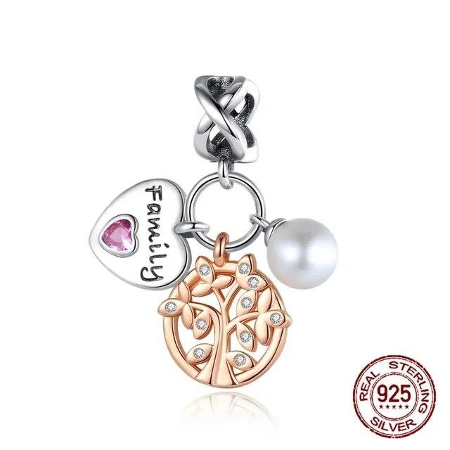 Стерлингового серебра 925 пробы, Золотая подвеска, Корона, семейное дерево, защитная цепочка, полые бусины, подходят для оригинальных новых браслетов, женские ювелирные изделия, сделай сам