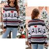 BITCED Jacquard Casual Crewneck Christmas Sweater Lazy-chic Autumn/Winter Women's Knitted Jumper