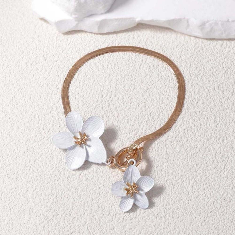 with OT Buckle Oil-Dripped Foot Chain Golden Beach Jewelry Simple Flower Pendant Anklet Women