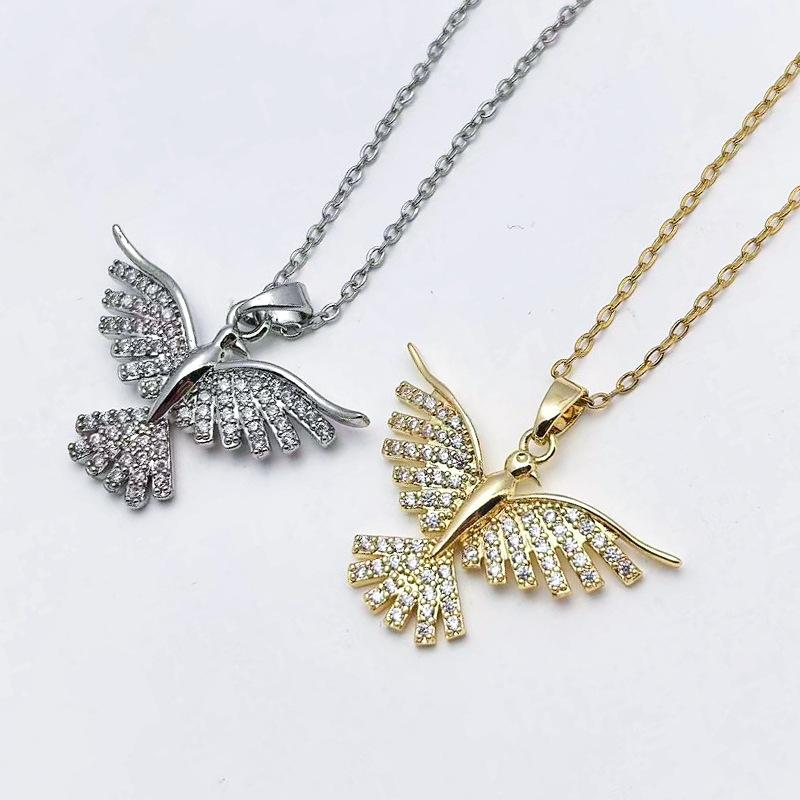 1 Pcs Fashionable Phoenix Pendant Necklace for Women Copper Zircon Embedded Clavicle Chain with Stainless Steel Link