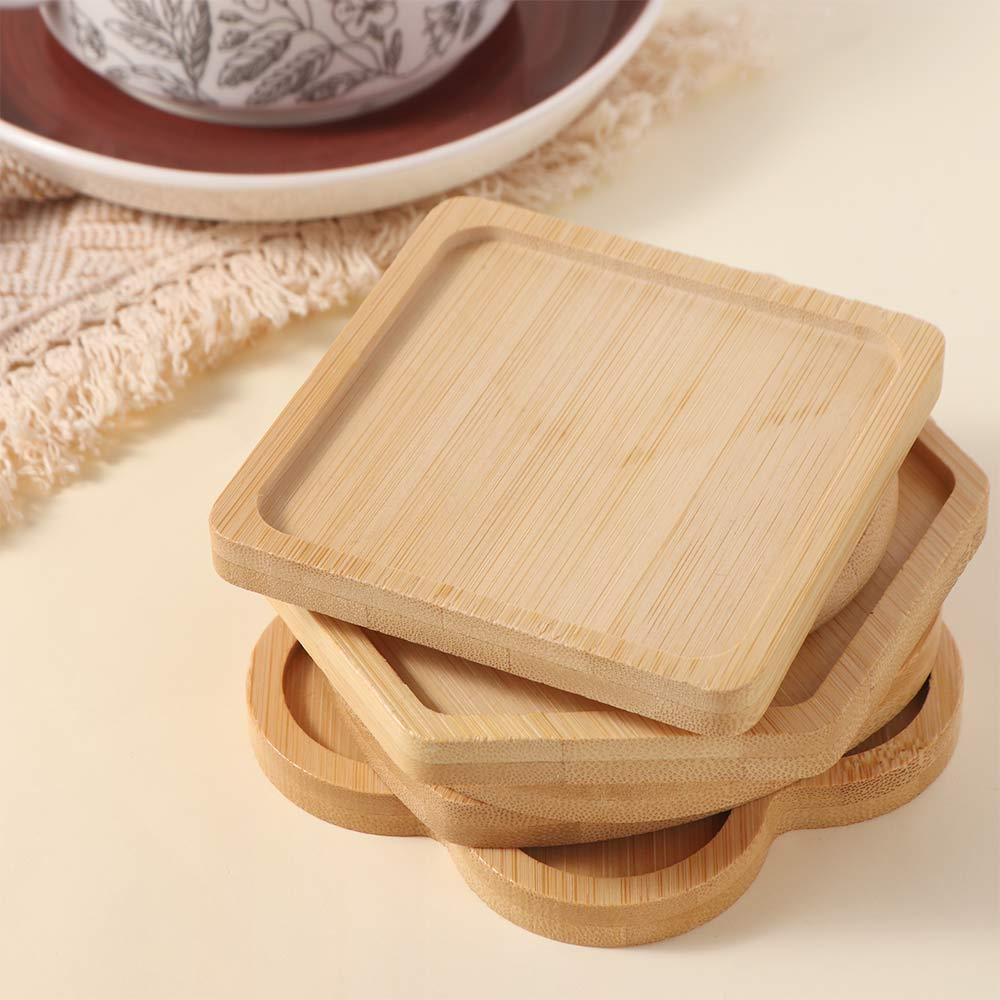 5pcs Natural Bamboo Coasters Creative Tea Cup Mats Crafts Insulated Placemat Dish