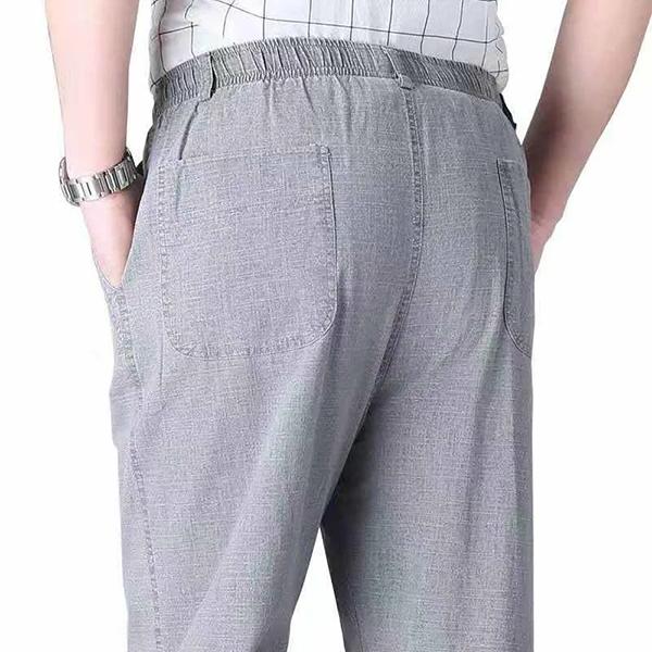 WTEMPO XL-5XL Весна Лето Осень Зима Однотонные Повседневные Длинные Брюки Мужские Хлопково-Льняные Эластичные Средняя Посадка Большой Размер Дышащие Свободные Карманы Брюки