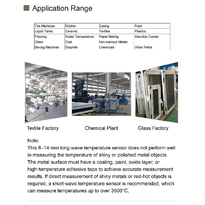 Industrial Non-contact Online Infrared Thermodetector Probe High Temperature Infrared Temperature Sensor Transmitter 4-20ma