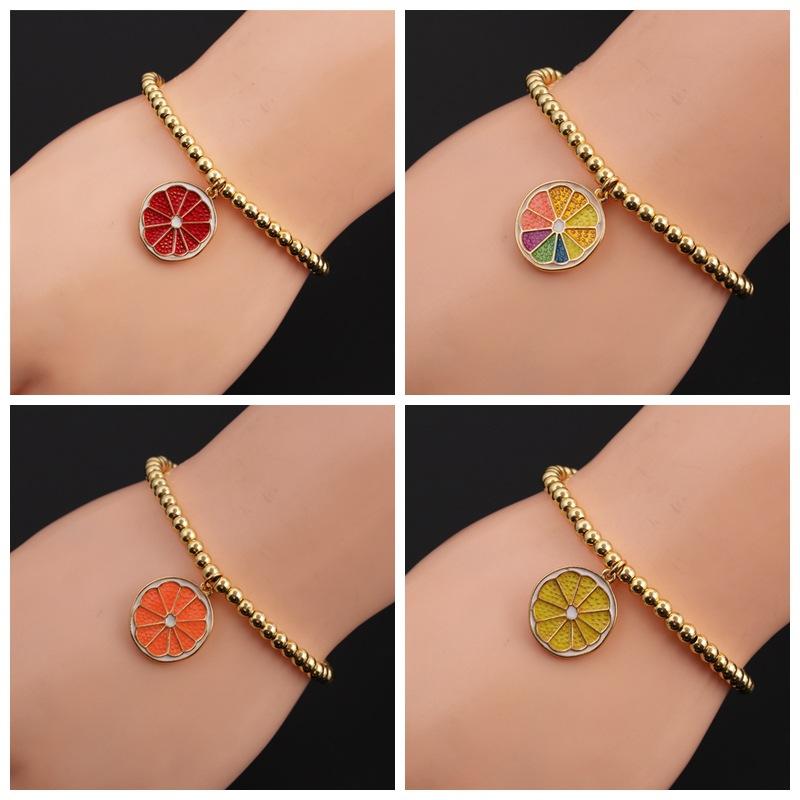 Jewelry, new copper plated real gold dripping oil multi-color orange bracelet for women