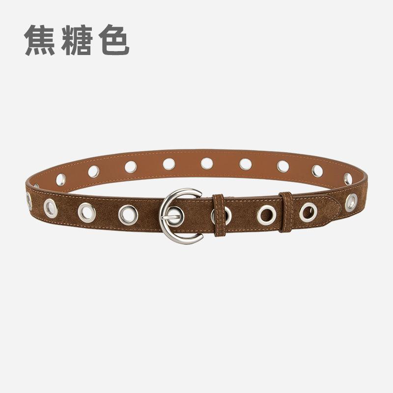 Punk Style Leather Belt Women'S Matte Jeans Decorative Belt Women