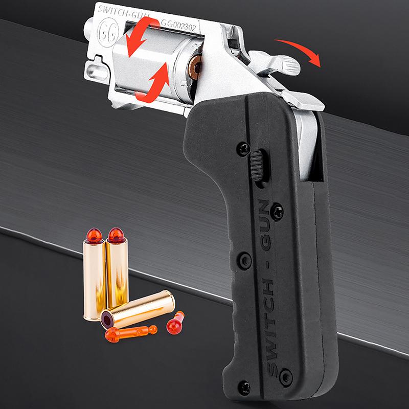 Toy Alloy Foldable Toy Gun Left Wheel Metal Model Gun Switch-Gun Folding Simulation Toy Soft Bullet Gun With Plastic Bullets