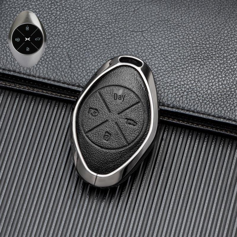 Кожаный чехол для ключа автомобиля с хорошим сигналом для Xiaopeng P7 G9 G3 P5 - Металлический, полная защита, двусторонняя защита