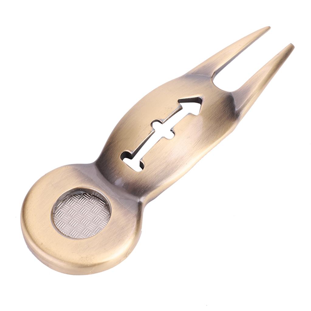 Многофункциональный инструмент для гольфа из алюминиевого сплава, вилка для ремонта зеленого газона, маркер для мяча