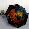 Yin Yang Koi Fish Circular  DecorUmbrella, Portable 3-Fold Compact Umbrella,Christmas Gift ES365