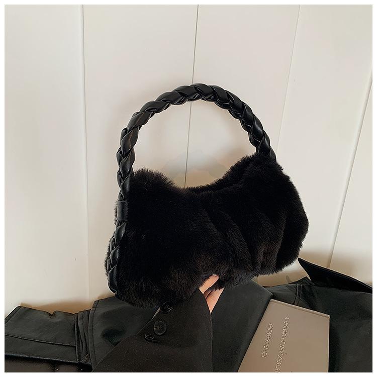 2024 осень и зима новая модная плюшевая сумка через плечо милая повседневная сумка для девочек сумка для пельменей под мышками