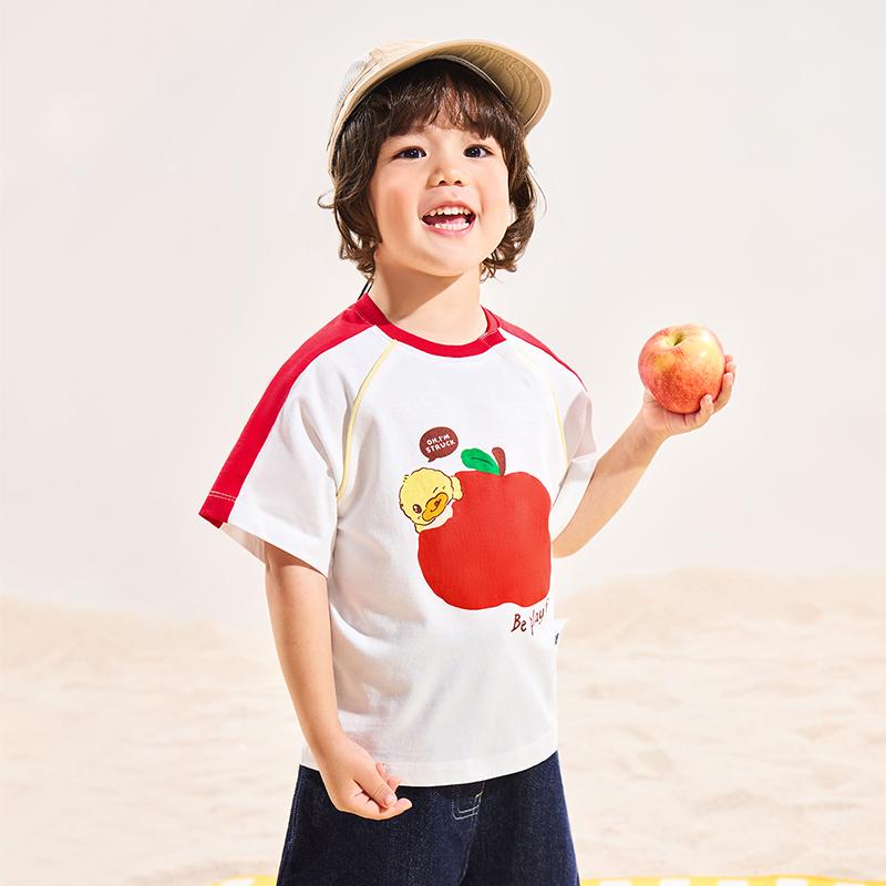 B. Duck Yellow Duck Children's Clothing 2026 Summer New Printed Top Versatile Short T-shirt for Boys and Girls