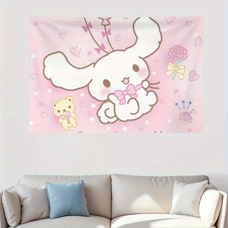 Тканое полотно с розовой тематикой Cinnamoroll, один принт, милое декоративное настенное панно, для дома, спальни, гостиной, декор в тематике Sanrio, для использования в помещении