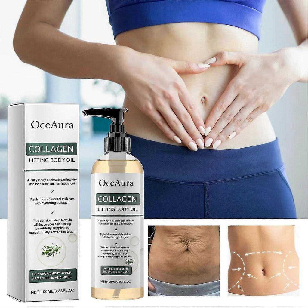 3X OceAura Collagen Firming Body Oil, Hydrating Massage Oil Boosts Elasticity for Smooth Skin