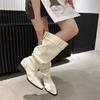 ~ Retro Pointed Western Cowboy Boots, Thin Pleated Piled Boots, Women's Thick Heel Temperament But Knee Boots