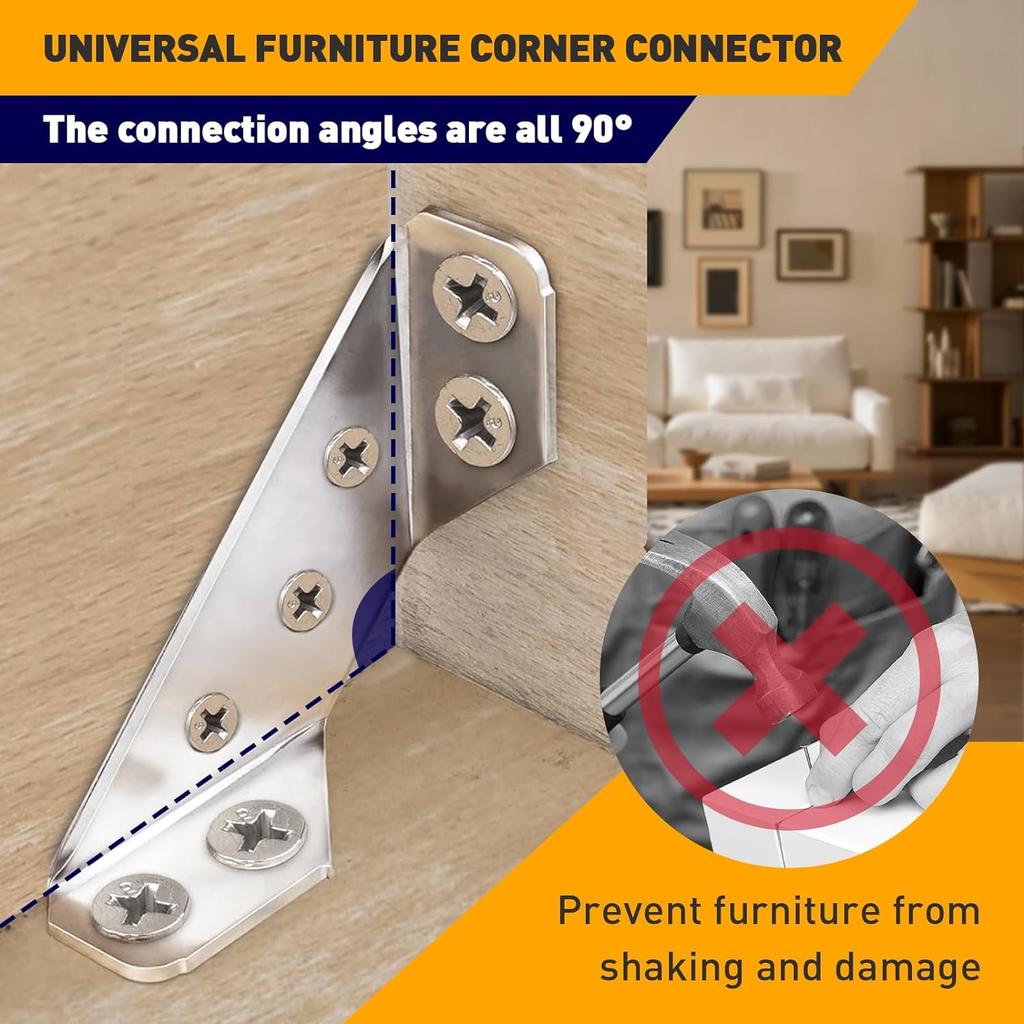 Multi-functional Furniture Corner Connectors  with Screws Fixed On Three Sides For Shelves Cabinets Furniture Connectors