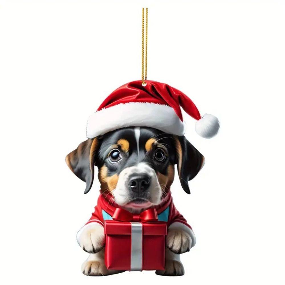 Acrylic Dog Christmas Ornament Handmade Christmas Decoration Dog Christmas Tree Pendant Office