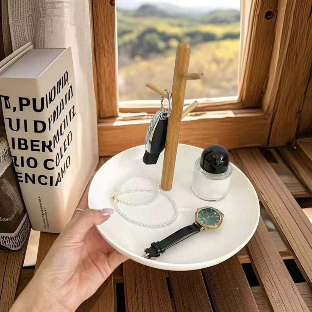 Wooden Jewelry Hanging Rack Simple Bathroom Shelf Multi-Function Storage Tray Living Room