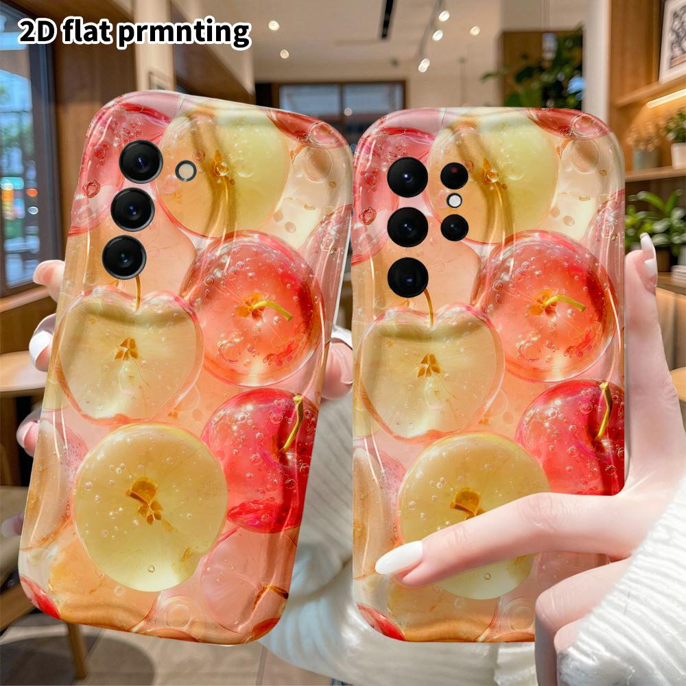 Чехол для телефона: 2D Плоский Защитный Чехол для Samsung Galaxy A34 A35 S20 S22 S21 FE Plus Ultra, Стеклянный Кусочек Яблока, Рождественский Хэллоуинский Праздничный Подарок