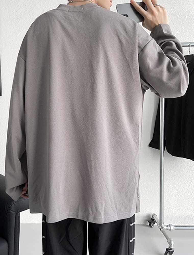Long Sleeve Autumn Cut and Sewn [Poperdision] Men's T-Shirt, Clothes, T-Shirt, Clothes, Men's Fashion, Large_Size, Plain, Light, Soft, Silhouette,