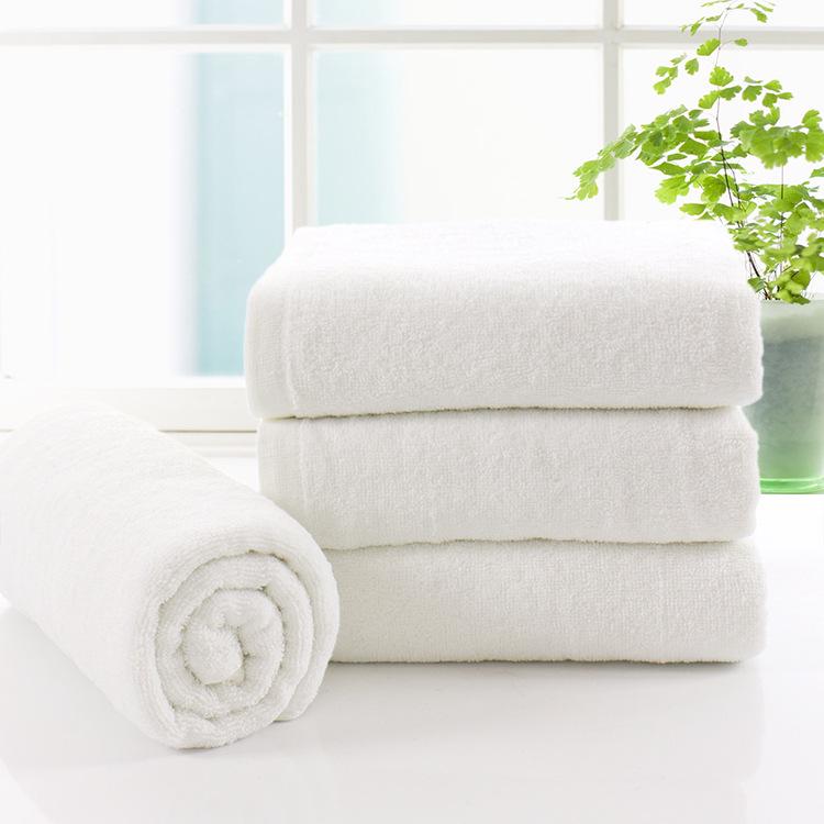 120g Thickened White Cotton Bath Towel with Custom Logo for Hotels and Guesthouses