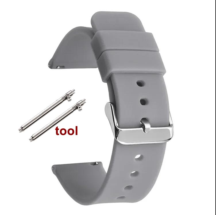 12/14/16mm 18mm 20mm 22mm 24mm Quick Release Silicone Strap Waterproof Rubber Wristband for Huawei GT2/GT3 Smart Watch Bracelet