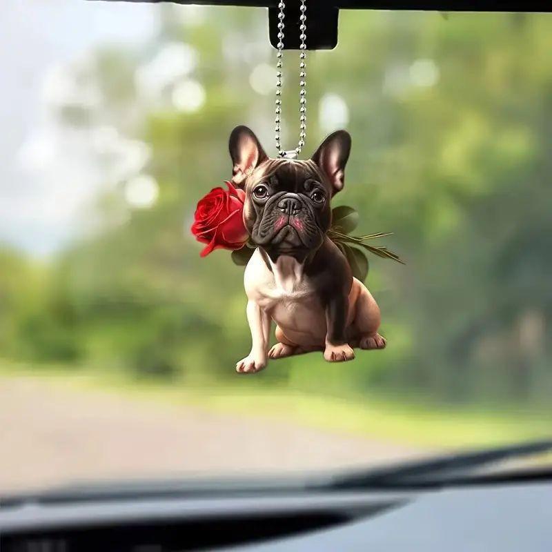 New Acrylic Flat Cute Dog Car Pendant Backpack Accessories Home Decoration Pendant Keychain Pendant