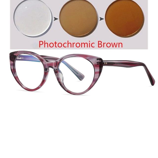 Листовая оправа, блокирующие синий свет, кошачий глаз, очки по рецепту, женские студенческие фотохромные очки для близорукости, 0 -0,5 -0,75 до -6,0
