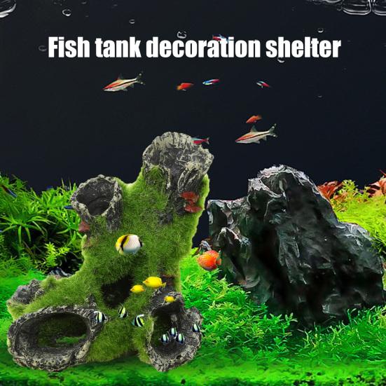 Моделирование ствола дерева Аквариум Декорация Мох Рыба Креветки Убежище Смоляная пещера Дом Убежище Аквариум Ландшафтный дизайн Аксессуары для аквариума
