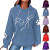 Women's Fashion Loose Dog Print Hooded Jumper Long Sleeve Patchwork Plaid Hoodie Top