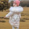 Детское блестящее хлопковое пальто средней длины с большим меховым воротником, хлопковая одежда в корейском стиле, толстая теплая стеганая куртка