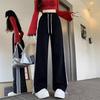 Женские спортивные штаны в американском стиле с высокой посадкой и широкими штанинами в полоску для весны/осени
