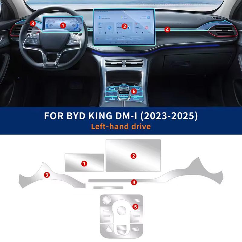 Защитная пленка PPF для BYD KING DM-i 2025 2024 Аксессуары для интерьера Прозрачная TPU пленка на панель переключения передач, центральную консоль GPS