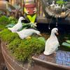 3Pcs Cute White Duck Hydroponic Lotus Flower Pot Retro Resin Statue Outdoor Sculpture For Home Office Desk Garden Desk Decor