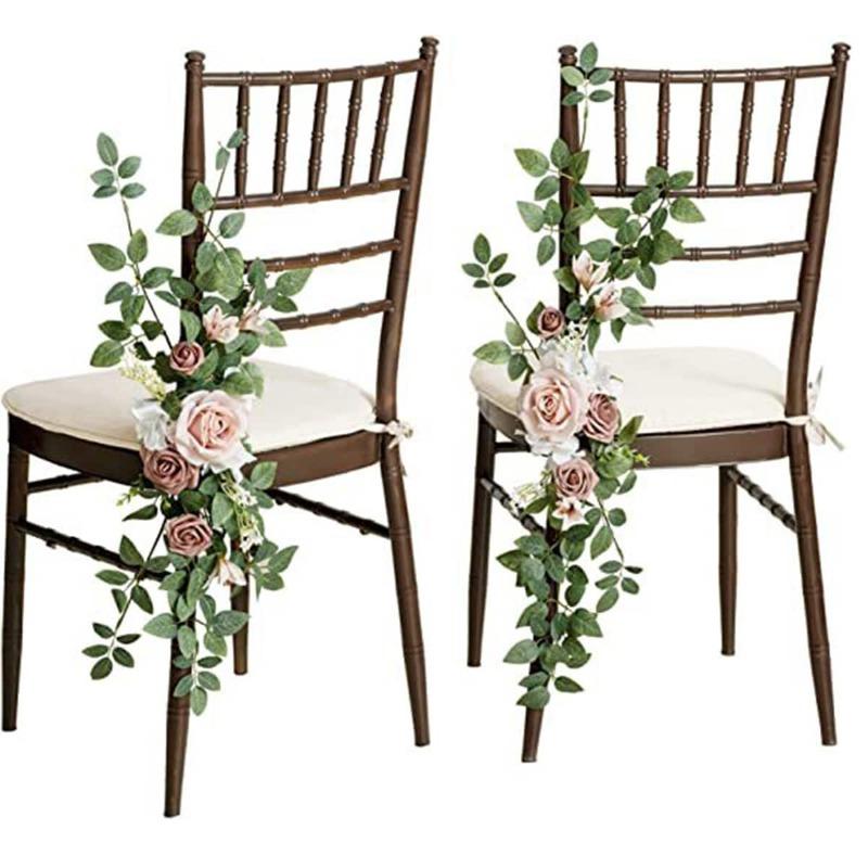 2 шт./компл., украшения для свадебного прохода, стулья, задняя скамья, композиция из цветов розы для уличного декора для свадебной церемонии, празднования