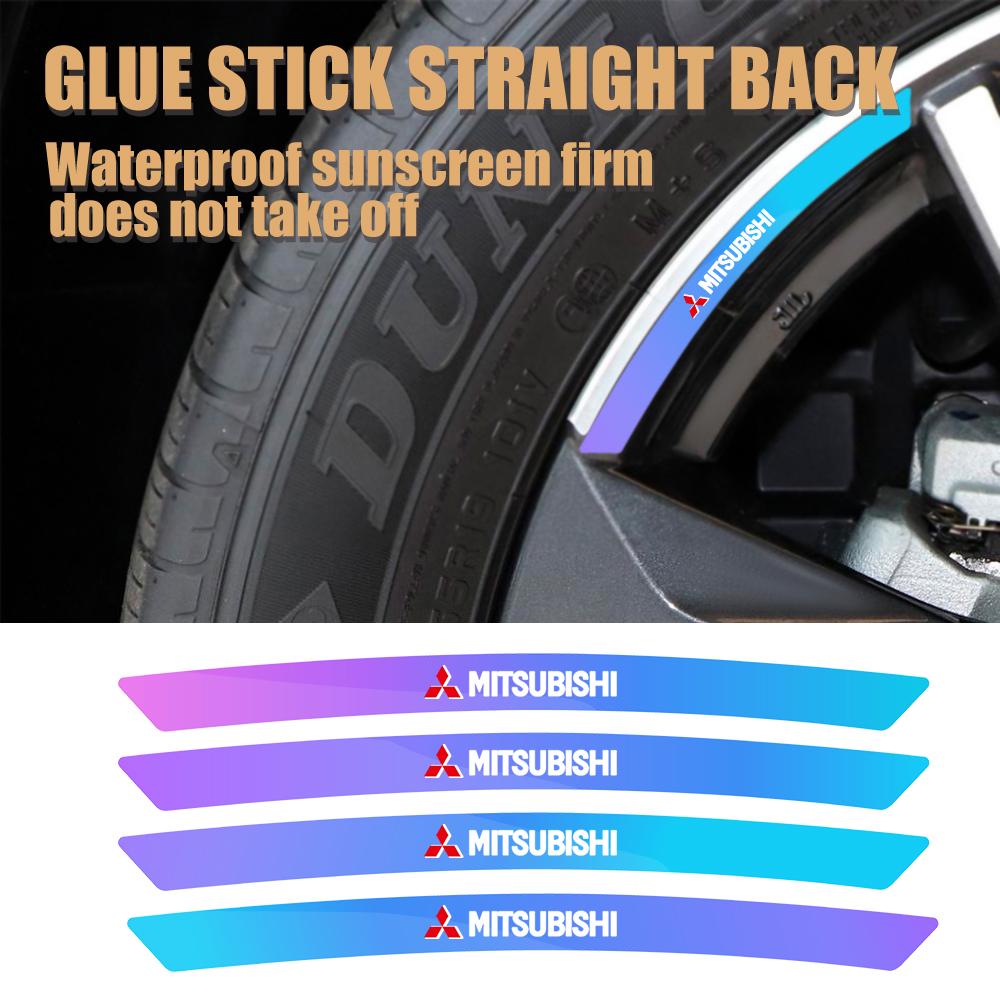 cyhk7 10/20Pcs Car Wheel Hub Reflective Sticker Decals Decoration Accessories For Mitsubishi 9 Ralliart X EX ASX L200 Outlander Lancer