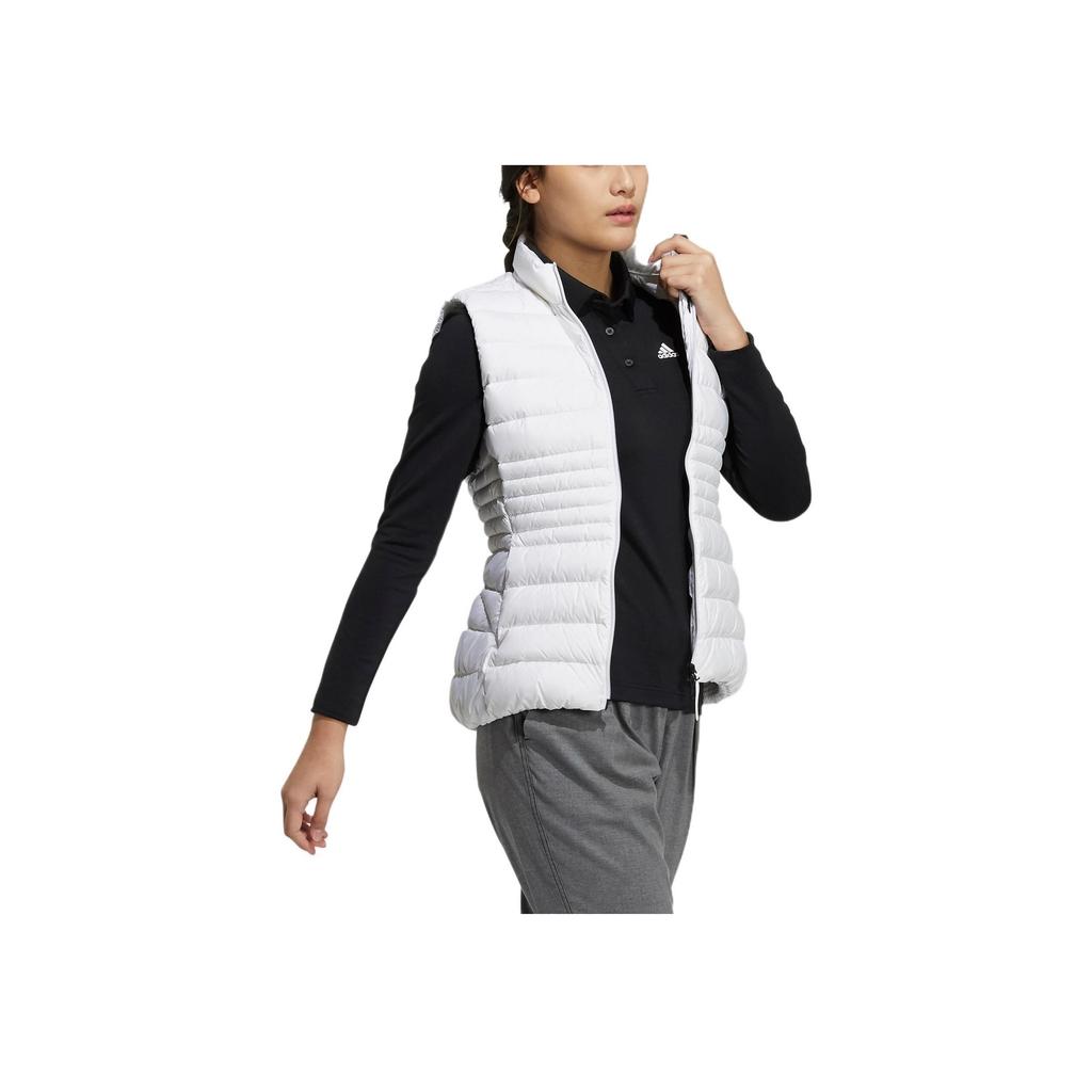 Adidas Solid Color Logo Print Stand Collar Sleeveless Down Vest Women Vests White GT3318