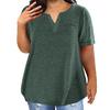 Женская футболка с V-образным вырезом, короткими рукавами и нагрудными карманами, однотонная повседневная свободная футболка для повседневной носки