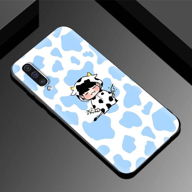 Черный чехол для Samsung A90 5g A80 A70s A70 A60 A50s A50 A40 A30s A30 A20s A20 A20e A10s A10 A10e, чехол с милой коровкой