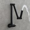 Black Brass Single Cooling Wall-mounted Kitchen Faucet Rotating Foldable Extension Sink Tap Balcony Washbasin Faucet