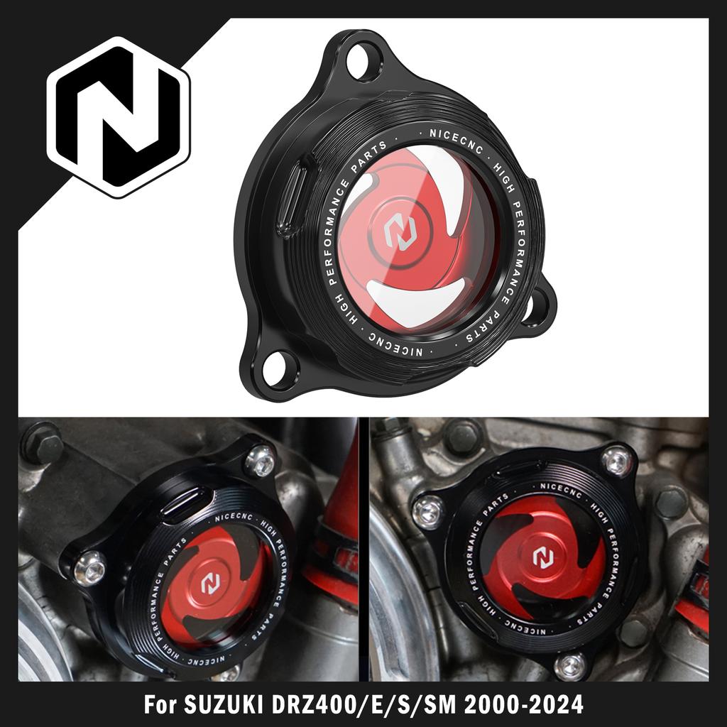NICECNC Для Suzuki DRZ400 DRZ400E DRZ400S DRZ400SM 2000-2024 DR-Z 400 400E 400S 400SM Прозрачная крышка масляного фильтра двигателя