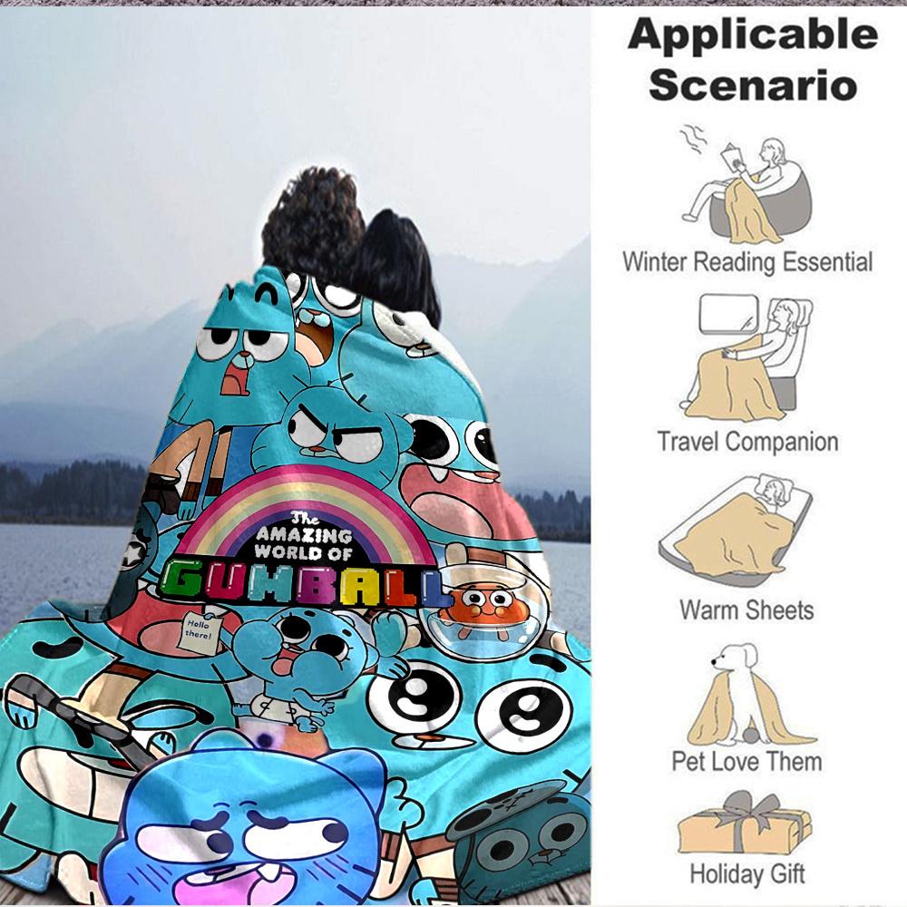 1pc Gumball World Cozy Print Blanket Lightweight Warm Flannel Throw Blanket For Sofa, Bed, Living Room