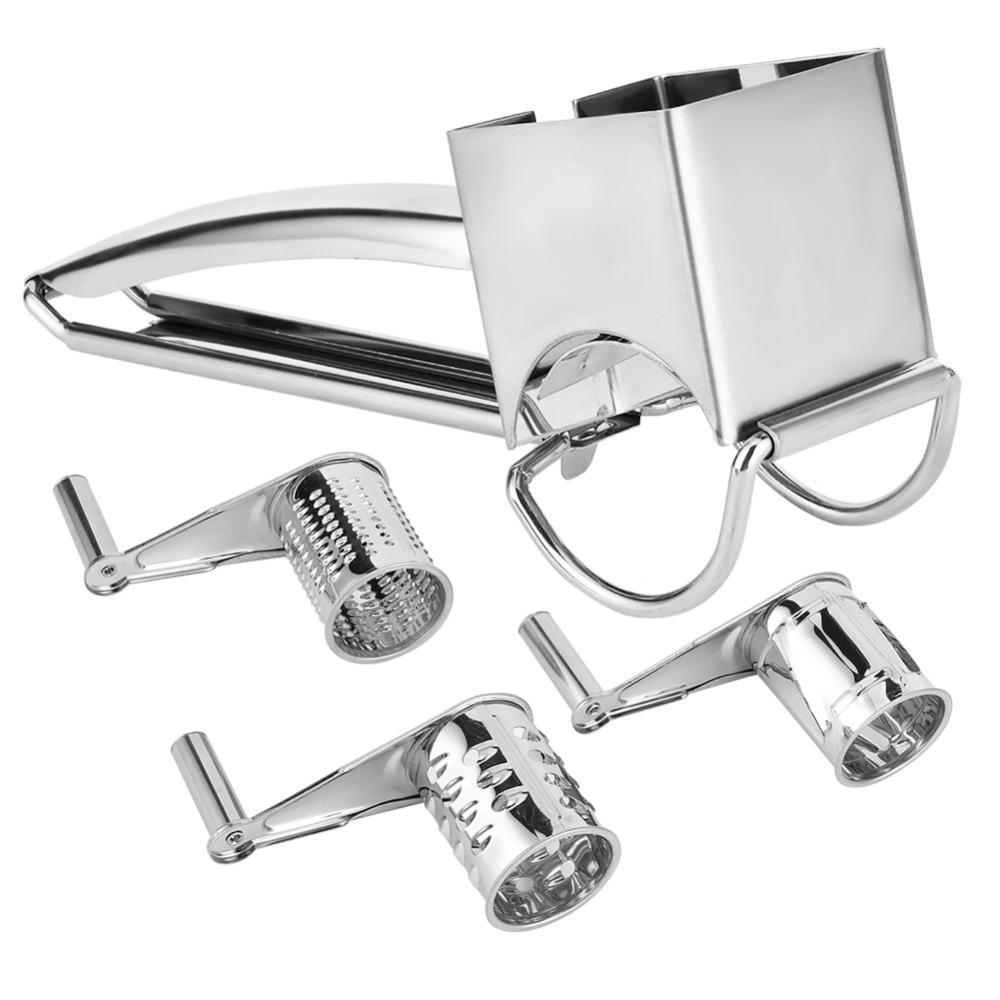 Silver Hand Crank Cheese Grater Stainless Steel Cheese Shredder Tool Cheese Cutter Slicer Kitchen